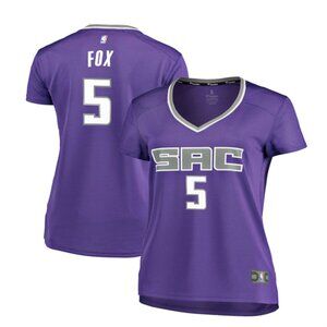 sacramento kings fanatics De'Aaron Fox number 5 purple fast break replica jersey